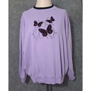 Top Stitch By Morning Sun Crewneck Sweatshirt Women's 1XLarge‎ Embroidered